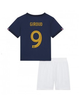 Frankreich Olivier Giroud #9 Heimtrikotsatz für Kinder WM 2022 Kurzarm (+ Kurze Hosen)